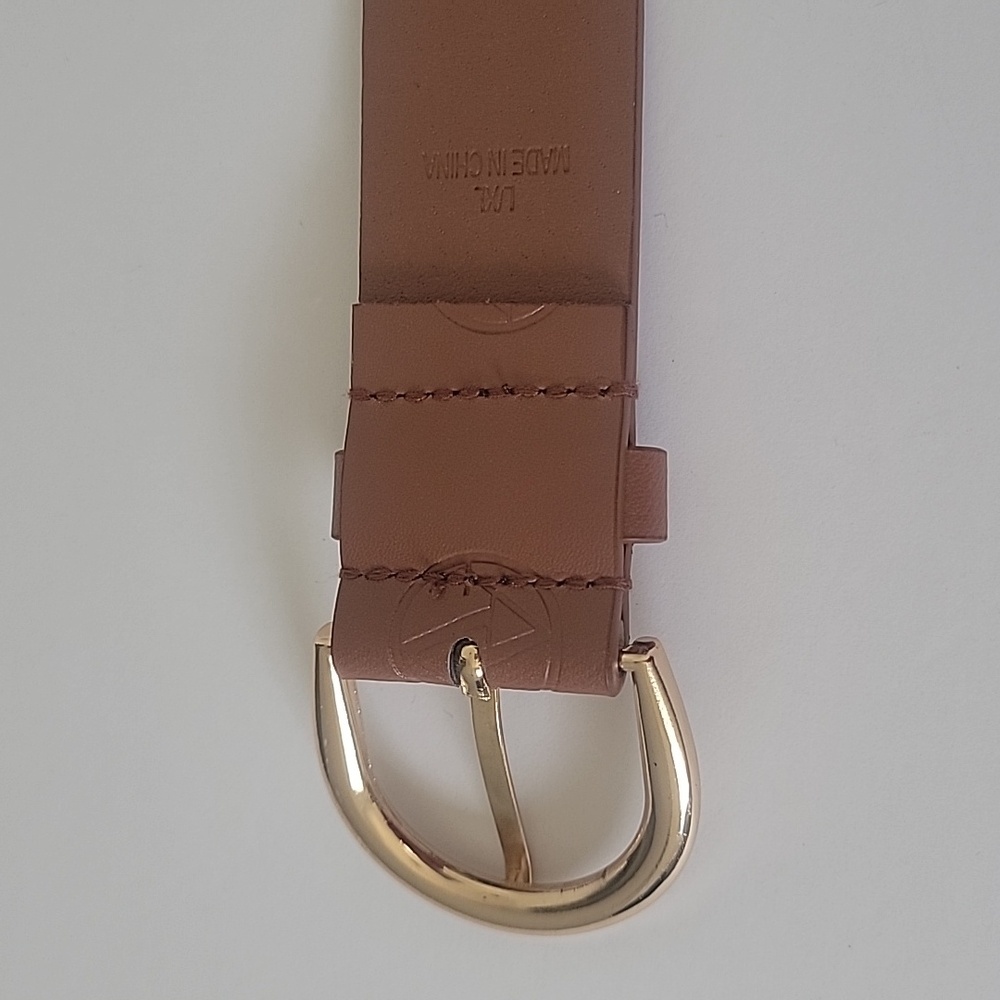 Adrienne Vittadini AV Signature Logo Brown Belt With Polished Gold Buckle L/XL - Picture 8 of 9